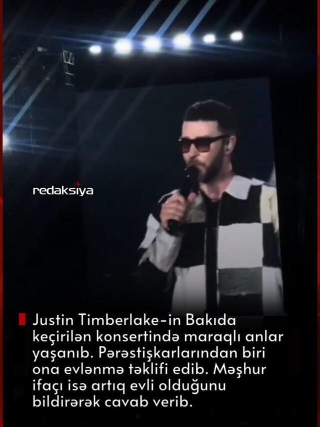 Castin Timberleykin Bakıda keçirilən konsertində maraqlı anlar yaşanıb. 

Pərəstişkarlarından biri ona evlənmə təklifi edib. Məşhur ifaçı isə artıq evli olduğunu bildirərək cavab verib.