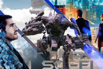 Collage featuring scenes from source code district 9 and in time