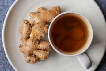 Ginger tea on plate